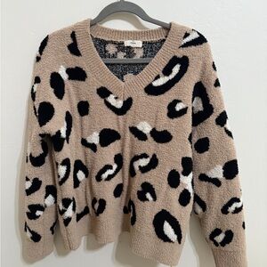 Entro Tan and Black V-Neck Sweater